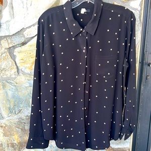 Rails Silk Blouse black / white stars size large